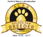 Ashford Manor Labradoodles ALAA Golden Paw Logo